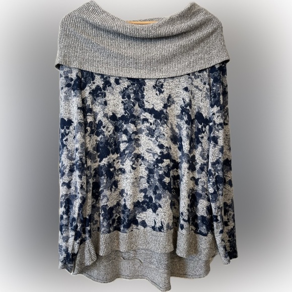 Cupio Blush Soft Sweater Size Large Blue Gray Cowl Neck Sweater Top - Picture 1 of 6
